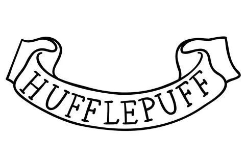 Harry Potter Hufflepuff scroll in doodle style from Hogwarts Legacy game. Stock Illustration