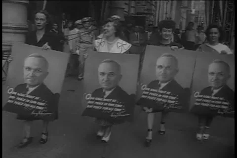 Harry S. Truman Defeats Thomas Dewey for U.S. President 1948 - archival Stock Footage 196298973