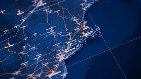 Hartford map big data visualization. Futuristic map infographic of city in USA Illustrazione stock