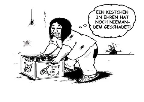 Hartz4 obese guy and a crate of beer Stock-Illustration