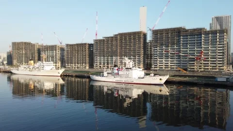 Harumi Flag Under construction Stock Footage 148185251
