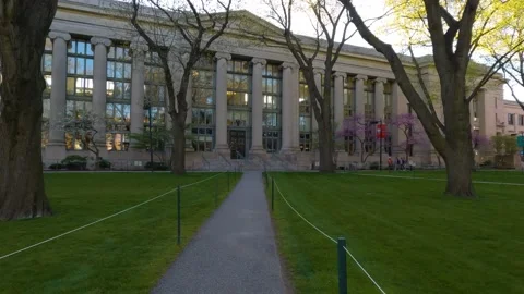 Harvard Law School Library. First Person POV on Spring Day Stock Footage 200091536