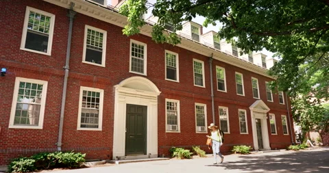 Harvard Yard university dormitory buildings on the campus in Cambridge Stockbeeldmateriaal 245123727