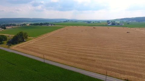 Harvest and Fields Flyover Video stock 93570724