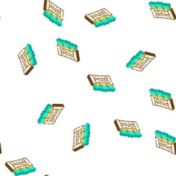 Harvest box pineapple isometric icon seamless pattern Stock Illustration
