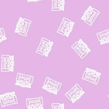 Harvest box pineapple line vector seamless pattern Stock Illustration