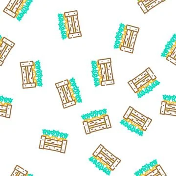 Harvest box pineapple vector seamless pattern Stock Illustration