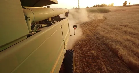 Harvest combine back view 4K Stockbeeldmateriaal 77935151