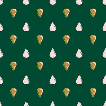 Harvest fall seamless pattern with simple hand drawn pearl shapes. Green back Stock Illustration