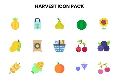 Harvest Flat Design Icons Pack 库存插图