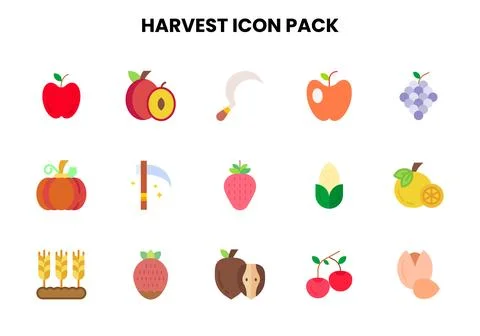 Harvest Flat Design Icons Pack Stock Illustration