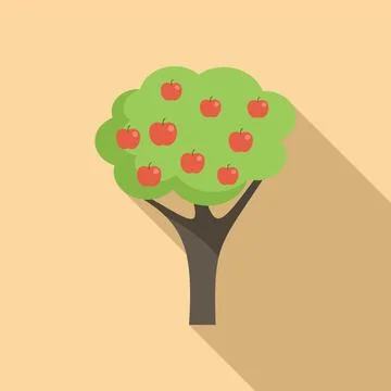 Harvest fruit tree icon flat vector. Garden plant Stock Illustration
