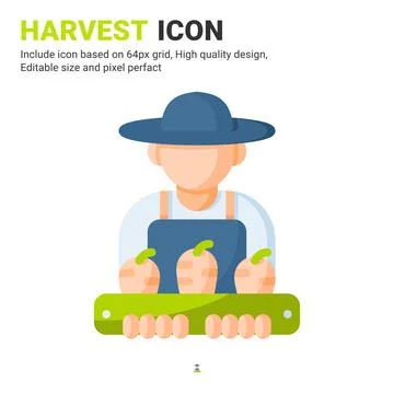 Harvest icon vector with flat color style isolated on white background 스톡 일러스트