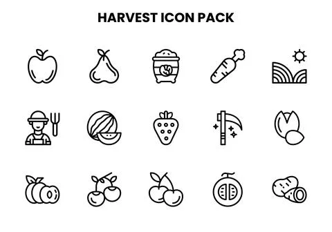 Harvest Line Vector Icons Pack Stock Illustration