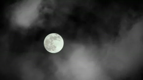 Harvest Moon and Clouds Time-lapse Animation Stock Footage 293762