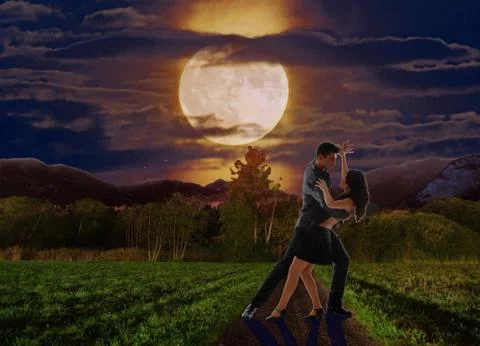 Harvest Moon dance Stock Illustration