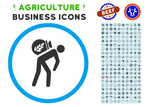 Harvest Porter Rounded Icon with Set Stockillustratie
