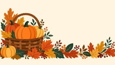 Harvest Pumpkin Basket Border Illustrazione stock