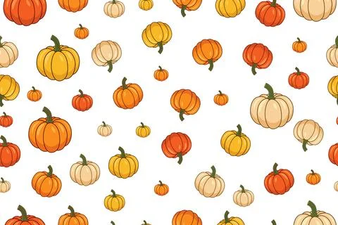 Harvest Pumpkin Pattern Cartoon Vector Clipart Isolated on White Stock Illustration