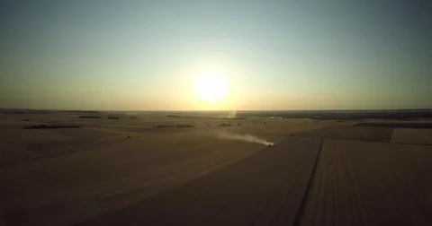 Harvest at sunset Stock Footage 77467425