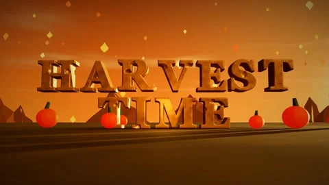 Harvest Time Burnished Copper 3D Letters with Pumpkins and Falling Maple Leaves Vídeos de archivo 343022909