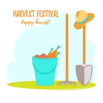 Harvest time poster design. Vector illustration. Stock Illustration