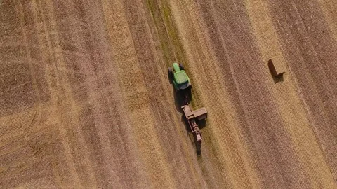 Harvest Tractor Straight Down Video stock 93570567
