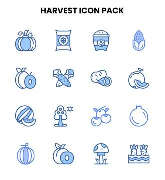 Harvest Two Colour Graphics Icons Pack Stock Illustration