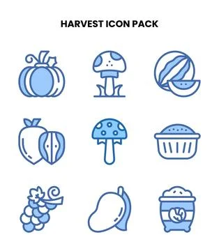 Harvest Two Colour Vector Icons Pack Stock Illustration
