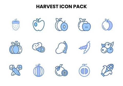 Harvest Two Colour Vector Icons Pack Stock Illustration