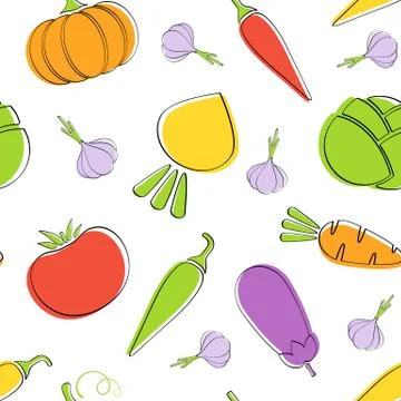 Harvest vegetables seamless pattern vector design 스톡 일러스트
