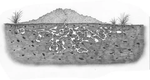 Harvester Ant Mound Stock Illustration