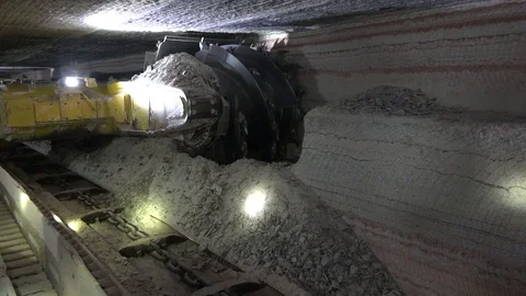 Harvester extraction of ore in the mine 動画素材 86873481