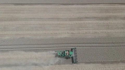 Harvester machine aerial view Stock Footage 201385714