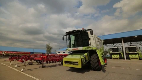 The harvester stands on the ground Stock Footage 73942754