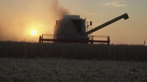 Harvester in sunset Stock Footage 93439587