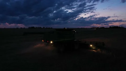 Harvester in the sunset. Stock Footage 156834209