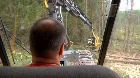 Harvester view from the cab Stock Footage 125330300