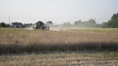 Harvester Working in Field Stock Footage 51961809