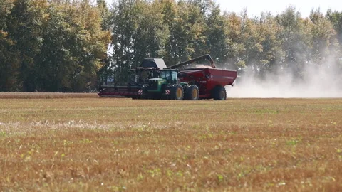 Harvesters mow the grown millet crop in a Siberian field 스톡 동영상 160540887