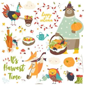 Harvesting animals set Stock Illustration
