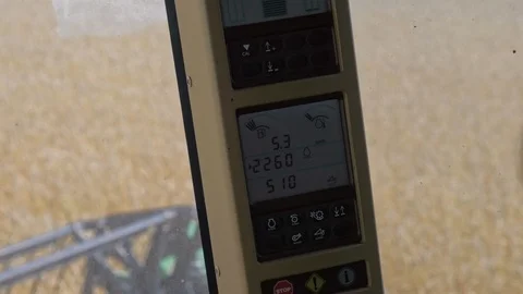 Harvesting combine controlling panel inside view Stock Footage 98569703