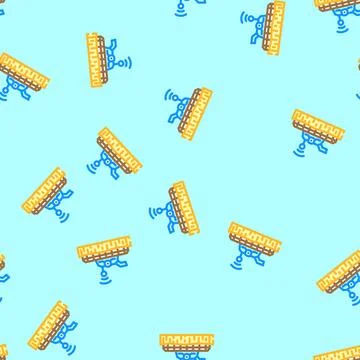 Harvesting combine robot harvests vector seamless pattern Illustrazione stock