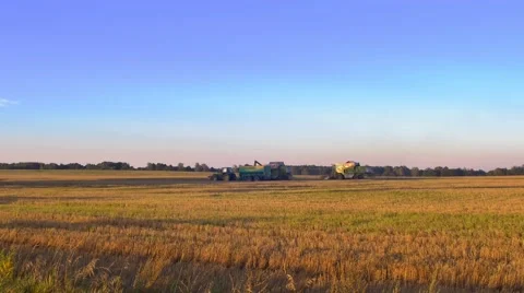 Harvesting in a field Stock Footage 69068606