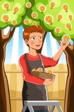 Harvesting an idea tree Stock Illustration