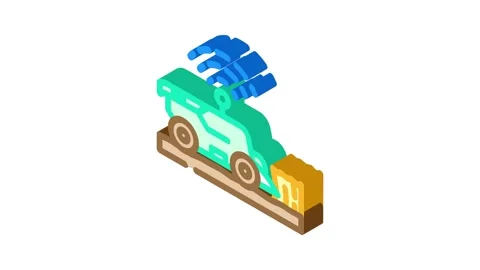 Harvesting machine agri tech isometric icon animation Stock Footage 327280111