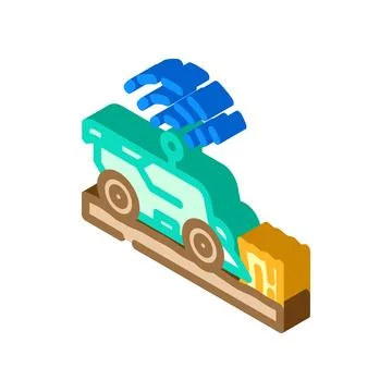 Harvesting machine agri tech isometric icon vector illustration Stock Illustration