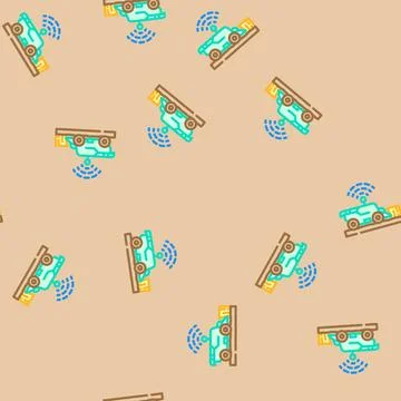 Harvesting machine agri tech vector seamless pattern Illustrazione stock