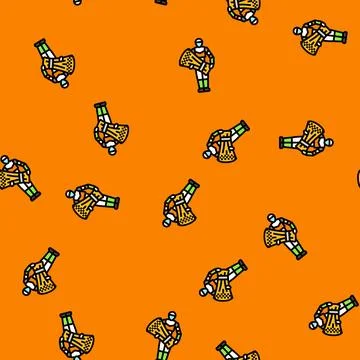 Harvesting robot vector seamless pattern Illustrazione stock