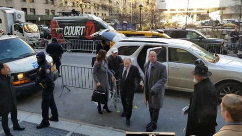 Harvey Weinstein Arrives for 1st day of Sexual Assault Trial Stock Footage